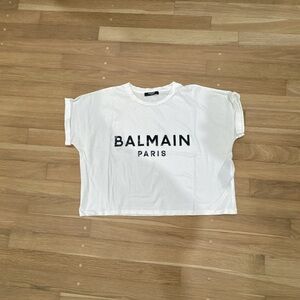 Balmain Classic Cropped White Tee size S